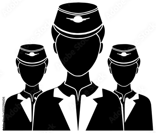 Flight attendants icon in black