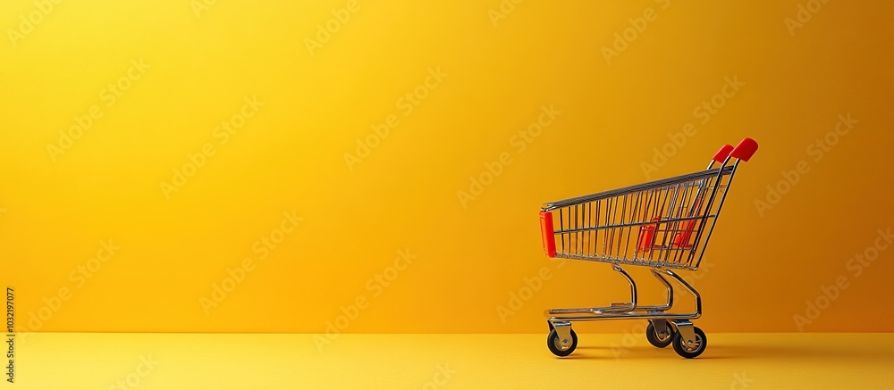 Shopping Cart on Yellow Background Shopping Cart on Yellow Background