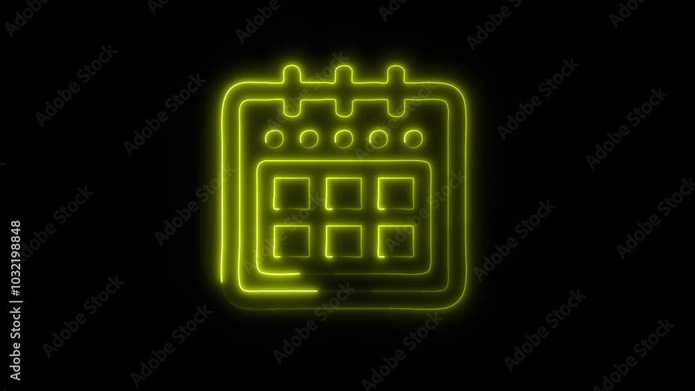 Glowing Calendar Date Icon in HD Video Neon Animation – Scheduling and Time Management Symbol on Black Background Glowing Calendar Date Icon in HD Video Neon Animation – Scheduling and Time Management Symbol on Black Background