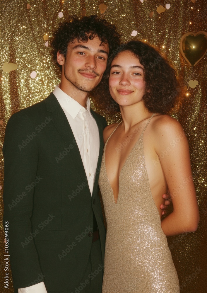 Young Mixed-Race Couple Expressing Gratitude at Golden Birthday Celebration