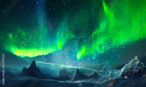 beautiful aurora borealis in mountain landscape