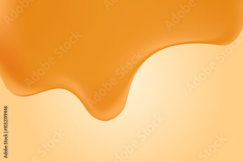 Abstract liquid caramel texture, rich smooth fluid gradient, jelly or pudding textured background with copy space. Flowing organic forms, elegant glowing gel or oil, serum product display
