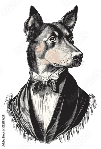 衣装ベクター PNG の犬の肖像画、透明な背景、漫画風の犬の衣装イラスト、かわいいペットのベクター デザイン、面白い犬のキャラクター アート