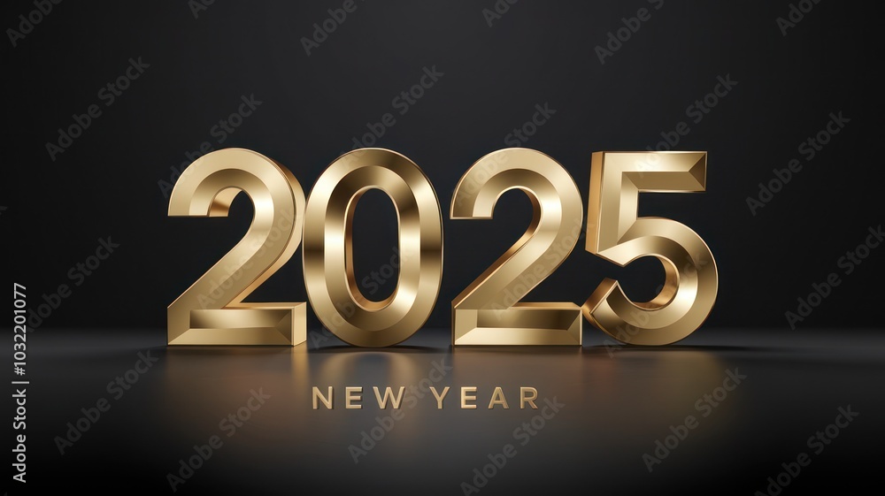 Gold numbers 2025 celebrating the New Year against a dark background. Gold numbers 2025 celebrating the New Year against a dark background.