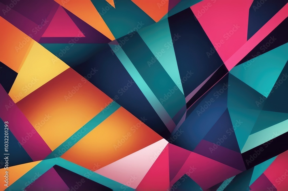 Colorful Geometric Abstract Pattern with Vibrant Triangles and Quadrilaterals Colorful Geometric Abstract Pattern with Vibrant Triangles and Quadrilaterals