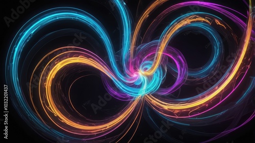 Dynamic Colorful Spiral Pattern on Dark Background - Digital Art and Visual Effects