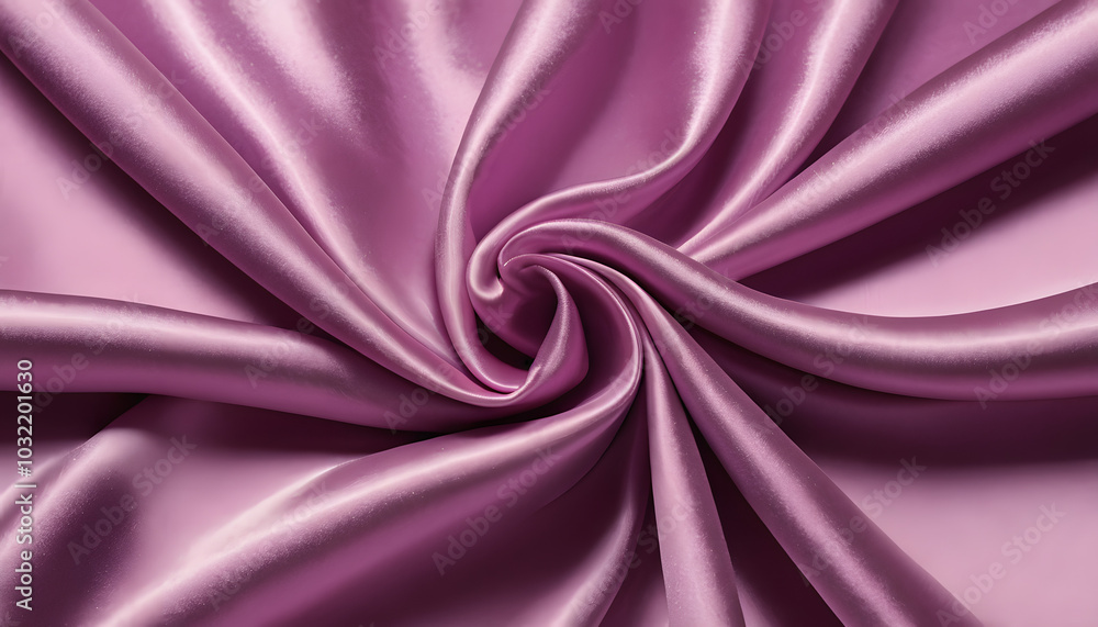 Fototapeta premium Smooth satin fabric texture in soft pink color, elegant design, flowing drapery, copy space 