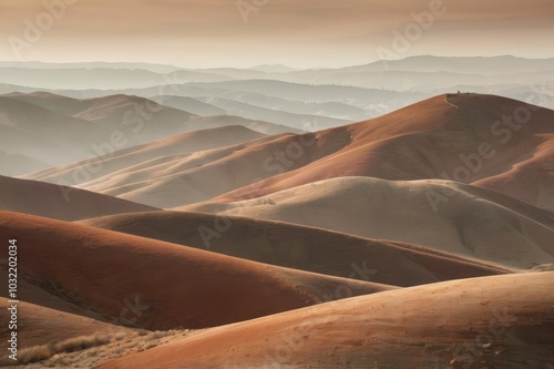 Tranquil Rolling Hills Bathed in Golden Light at Sunset