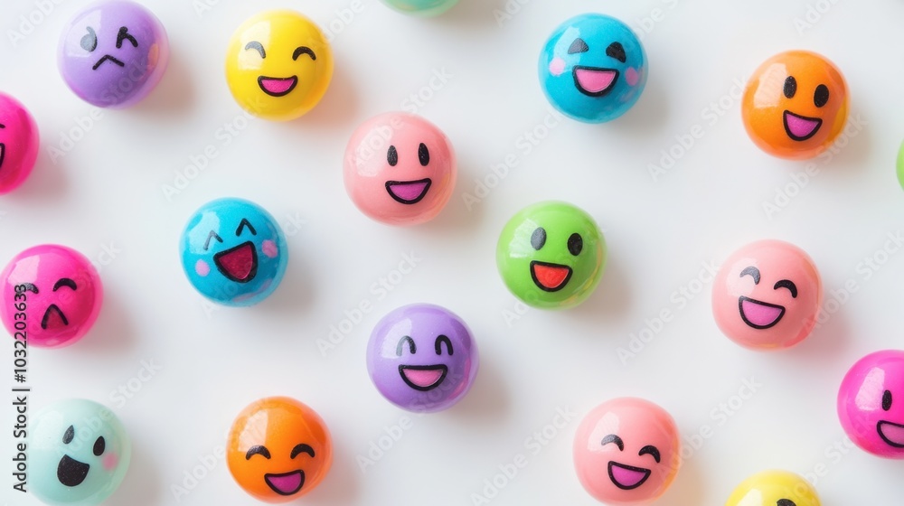 Colorful Emoji Balls on a White Background Colorful Emoji Balls on a White Background
