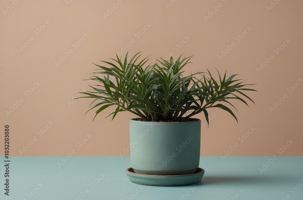 Elegant Potted Plant Against Soft Pink Background - Modern Minimalist Indoor Greenery Elegant Potted Plant Against Soft Pink Background - Modern Minimalist Indoor Greenery
