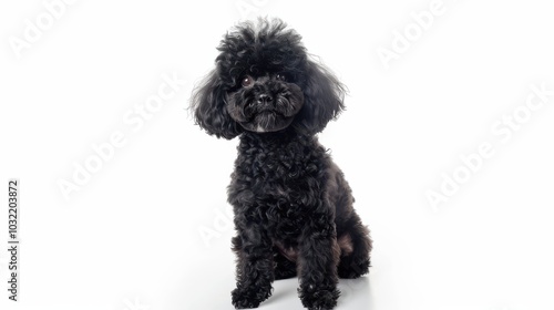 Concept of Home with a Black Toy Poodle, Ideal for Pet Care and Animal Images