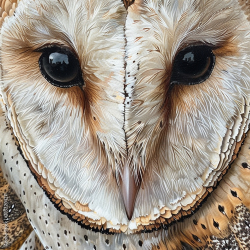 common barn owl ( Tyto albahead ) close up photo