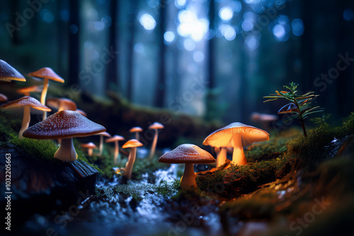 Obraz na płótnie Pilze im Wald bei märchenhaftem Licht w salonie