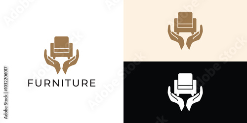 Furniture Logo. Interior Sofa Chair. Furnishing Interior Logo Design Template.