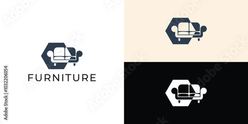 Furniture Logo. Interior Sofa Chair. Furnishing Interior Logo Design Template.