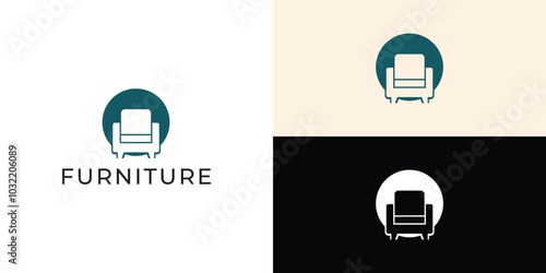Furniture Logo. Interior Sofa Chair. Furnishing Interior Logo Design Template.
