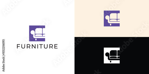 Furniture Logo. Interior Sofa Chair. Furnishing Interior Logo Design Template.
