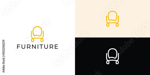 Furniture Logo. Interior Sofa Chair. Furnishing Interior Logo Design Template.