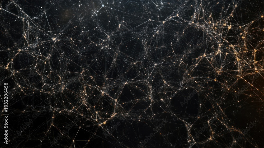 The Fabric of Connectivity: A mesmerizing network of interconnected nodes glows against a dark backdrop, symbolizing the intricate web of data, technology, and communication in the digital age. The Fabric of Connectivity: A mesmerizing network of interconnected nodes glows against a dark backdrop, symbolizing the intricate web of data, technology, and communication in the digital age.