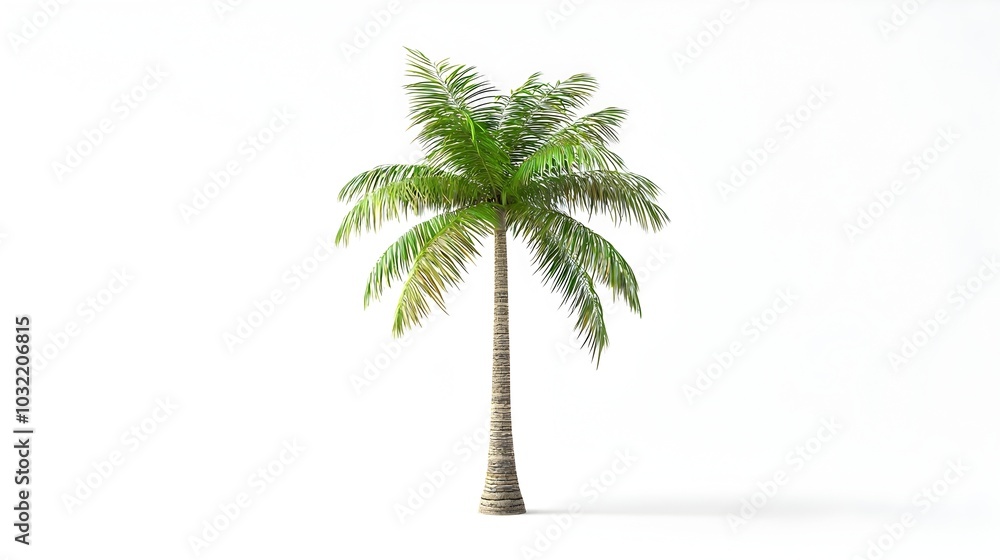 Obraz premium Vibrant Green Palm Tree Against Clean White Background