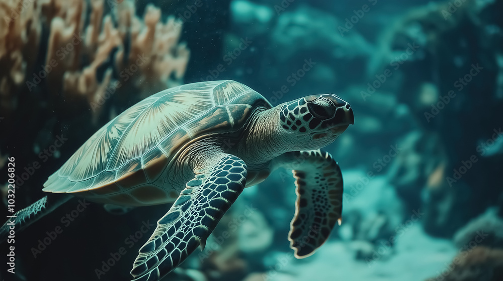 Obraz premium Close-up of a sea turtle