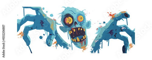 Zombie with outstretched arms on a white background. Vector flat isolated.