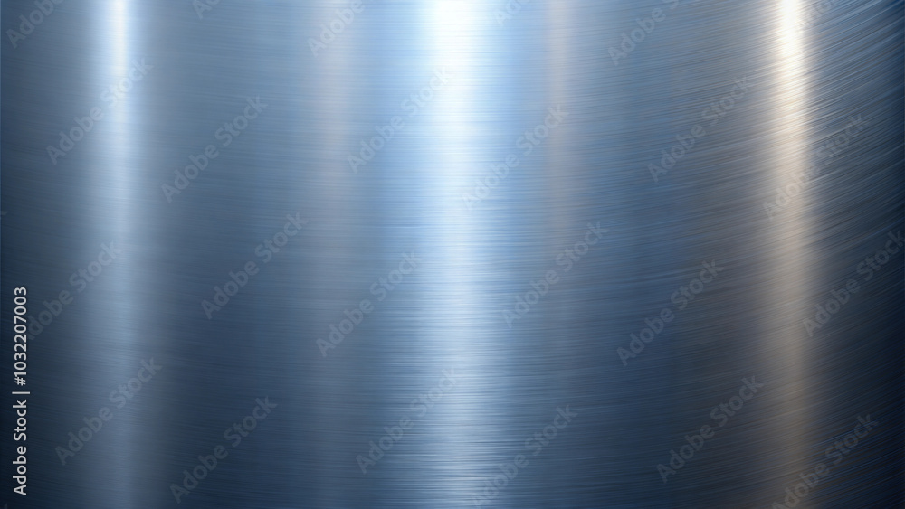 Close-up of brushed metallic surface with smooth blue reflections. Close-up of brushed metallic surface with smooth blue reflections.