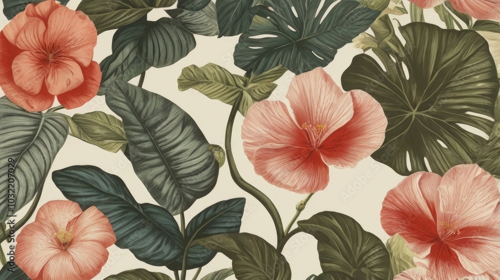 Vibrant Tropical Hibiscus Floral Pattern Vibrant Tropical Hibiscus Floral Pattern