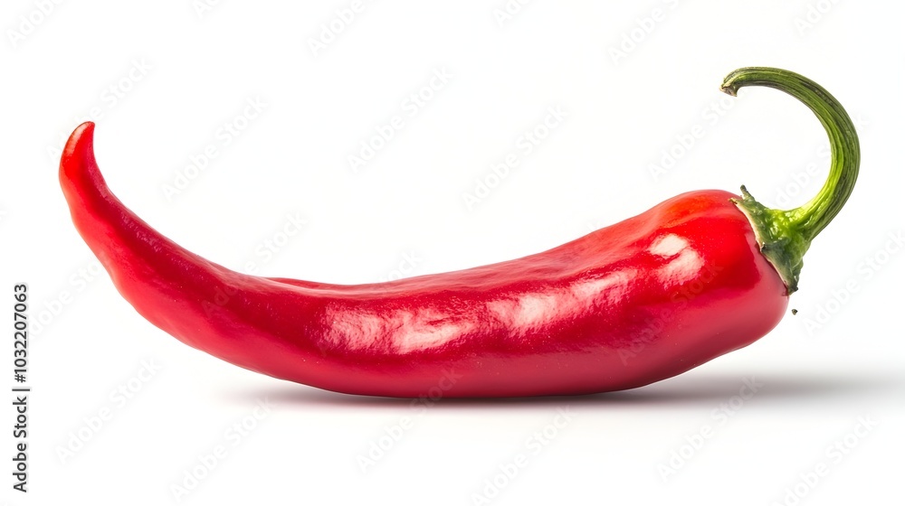Closeup of Vibrant Red Chili Pepper on White Background,Bold and Spicy Concept Closeup of Vibrant Red Chili Pepper on White Background,Bold and Spicy Concept