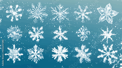 Snowflakes Set, Snow-flakes winter collection, vector illustration