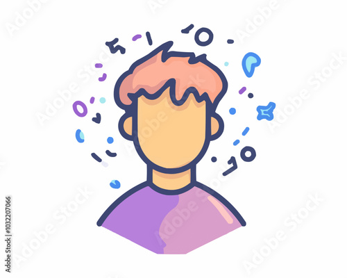 Uranophobia phobia, mental health or anxiety outline color icon. People psychology problem, mental disorder or heaven fear problem outline vector sign or pictogram with stressed and worried man
