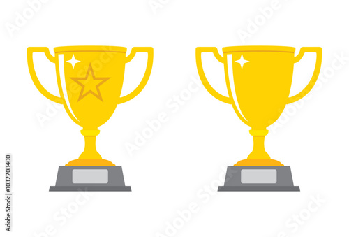 Cup winner icon vector illustration in flat style design. Champion award concept sign. Leadership happy successful.