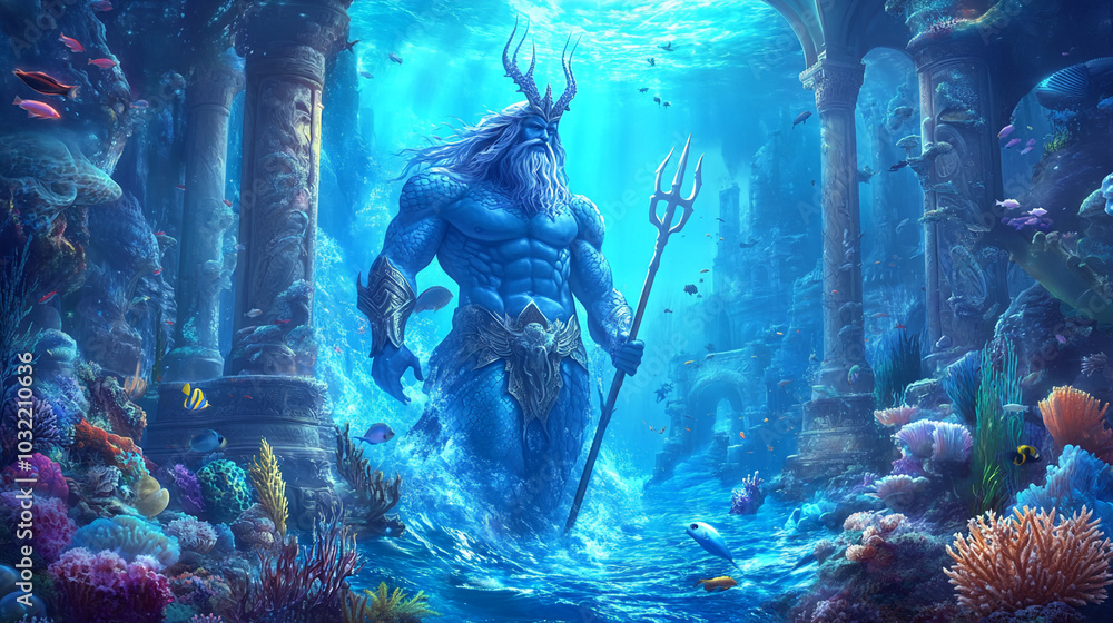 Poseidon, god of the seas and water, Greek mythology, the Olympian ...