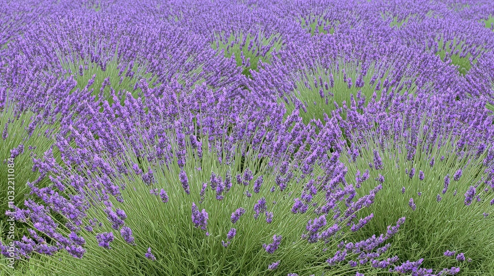 Obraz premium A field of lavender flowers in full bloom.
