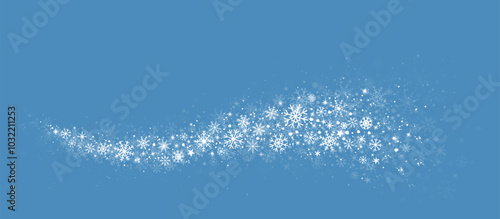 Wave with snowy snowflakes, winter flakes curl