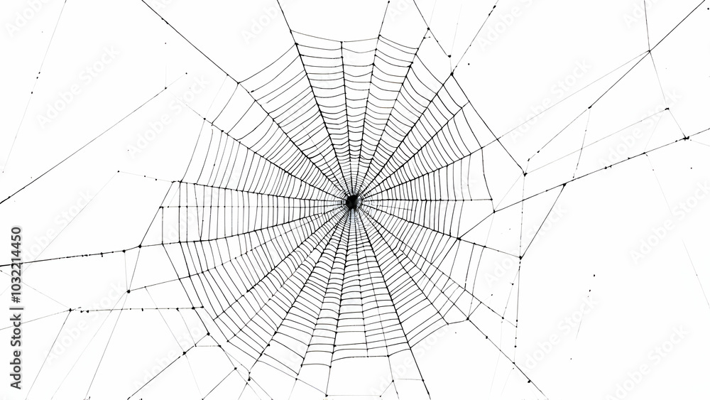 Obraz premium Intricate Spider Web on White Background