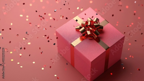 Wallpaper Mural Festive pink gift box surrounded by colorful confetti celebrating special occasions and joyful moments Torontodigital.ca