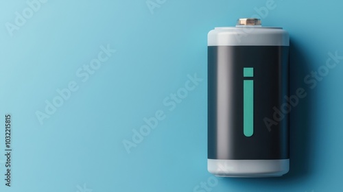 A modern battery design on a light blue background, showcasing energy and innovation in technology for various uses.