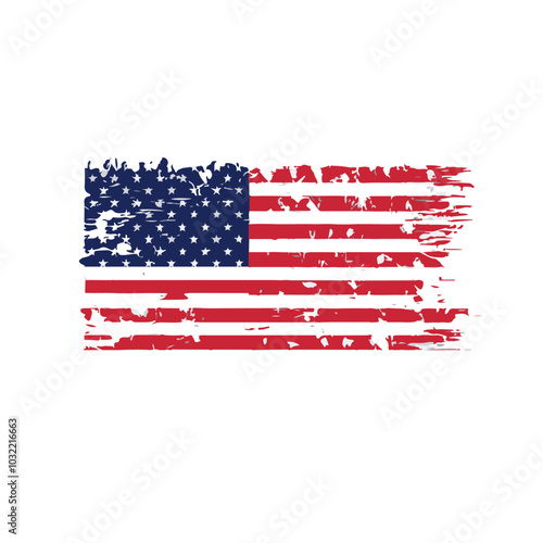 Grunge style American flag destroyed USA flag