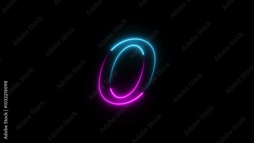 Glowing neon text count number animation. Glowing neon text count number animation.