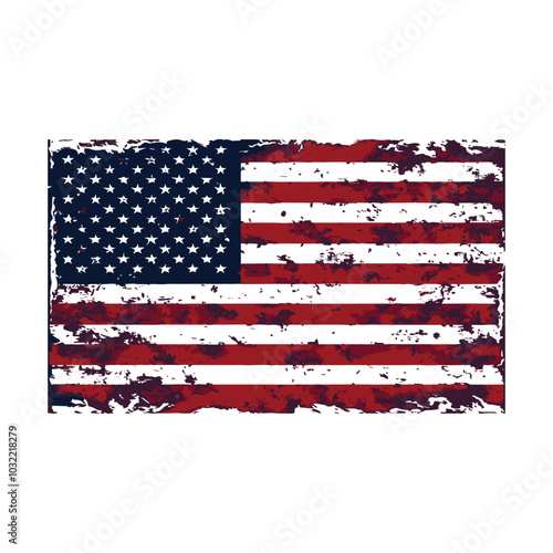 Grunge style American flag destroyed USA flag