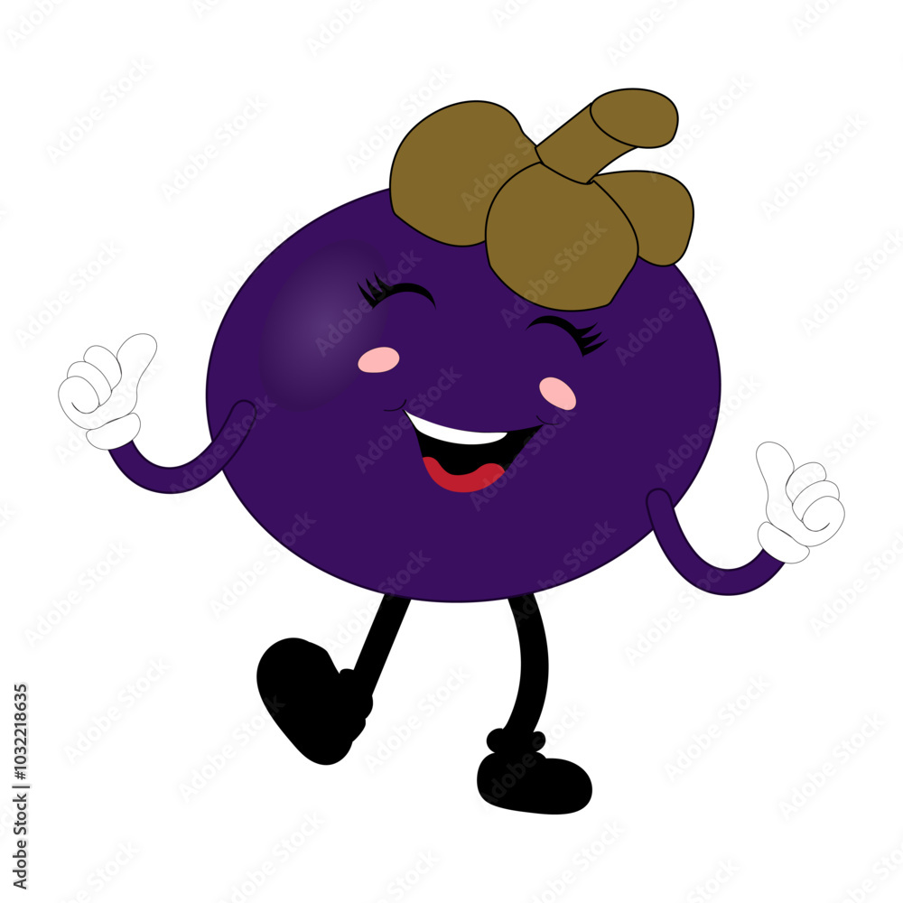 Fototapeta premium Funny Mangosteen Fruit Character with Emotions