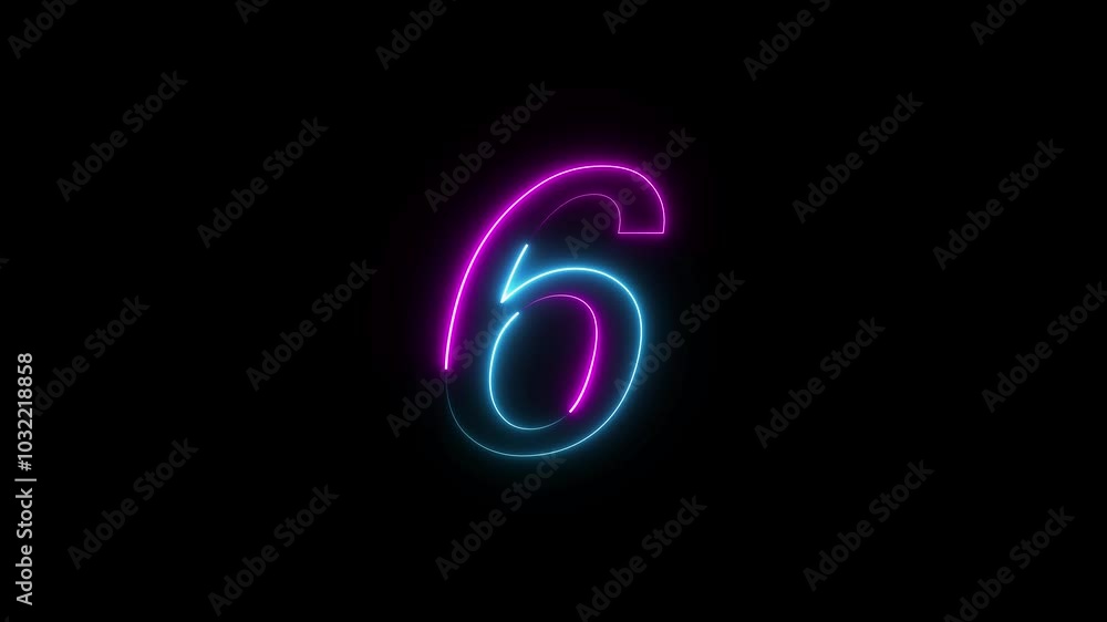 Glowing neon text count number animation. Glowing neon text count number animation.