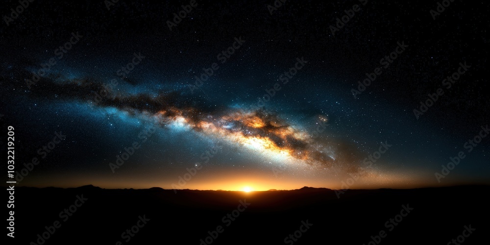 Fototapeta premium Galactic Sunrise Over Distant Horizon