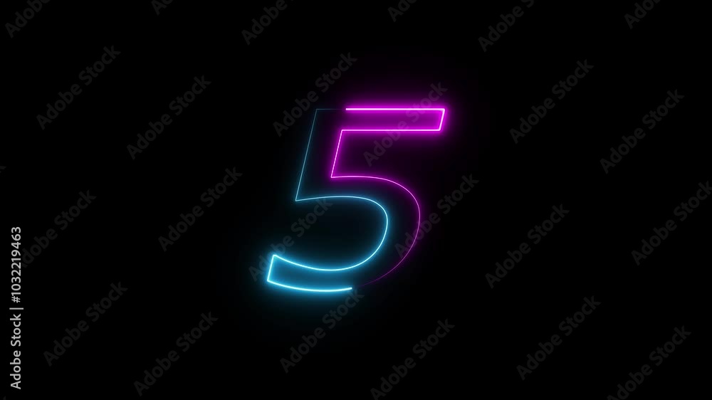 Glowing neon text count number animation. Glowing neon text count number animation.