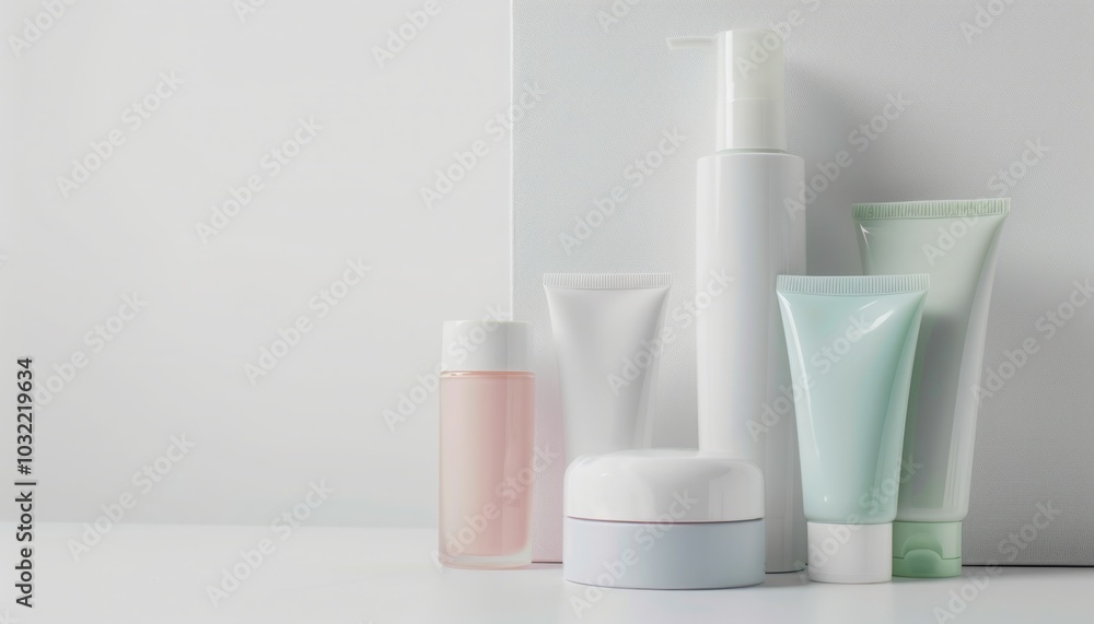 Elegant Set of Skincare and Beauty Cosmetics Isolated on White Background, Including Creams, Lotions, and Serums in Stylish Packaging for a Complete Beauty Routine Elegant Set of Skincare and Beauty Cosmetics Isolated on White Background, Including Creams, Lotions, and Serums in Stylish Packaging for a Complete Beauty Routine