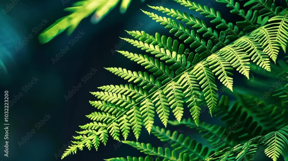 Close-up of lush green fern leaves with sunlight, nature detail. Botanical and tranquility concept. Close-up of lush green fern leaves with sunlight, nature detail. Botanical and tranquility concept.
