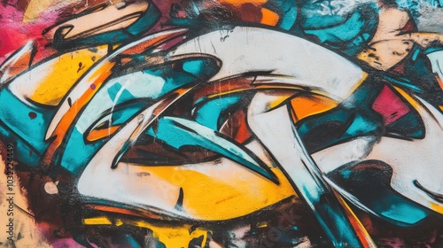 Wallpaper Mural Colorful graffiti art, urban street wall, abstract shapes, vibrant colors Torontodigital.ca
