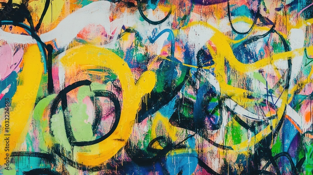 Abstract colorful graffiti, vibrant splashes, artistic street art, chaotic paint strokes, modern urban design Abstract colorful graffiti, vibrant splashes, artistic street art, chaotic paint strokes, modern urban design