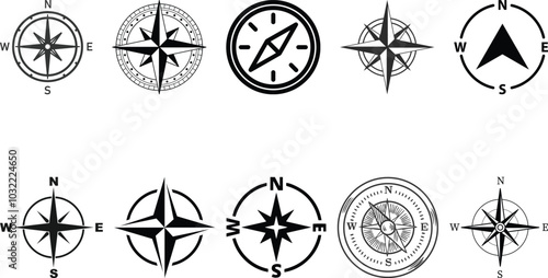 compass icon set collection